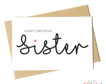 Personalized Sister Birthday Card: Elegant Script, Custom Message