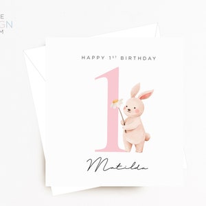 Carte d'anniversaire personnalisée | Anniversaire de filles | Carte 1er anniversaire | Fille d'anniversaire | Cadeau d'anniversaire pour fille | Fête de filles | carte personnalisée |