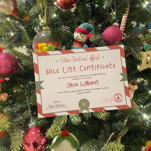 Carta Oficial de Papá Noel / Carta Oficial de Papá Noel / Certificado Niza / Certificado de Papá Noel / Certificado de Papá Noel / Lista Niza
