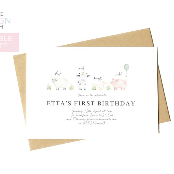 DIGITAL Download Children's Party Invitation | Farm | Mobile Phone Invite | Personalised Kids Birthday Invitation | Ready-to-Send |