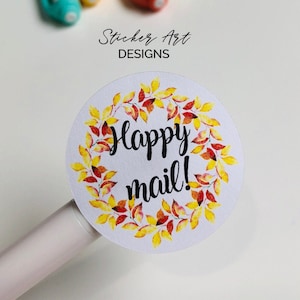Happy Mail Fall Stickers, Happy Fall Stickers, Fall Leaves Stickers, Thanksgiving Stickers, Fall Packaging Stickers, Small Business Stickers