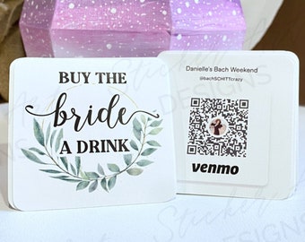 Buy The Bride A Drink Venmo Card, Venmo QR Code Cards, Summer Bachelorette Party, Drinking Party Cards, Wedding Supplies, Wedding Thank Yous