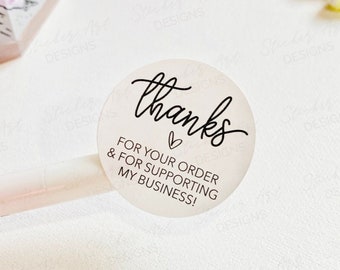 16 Thanks Stickers, Thank you for your order Labels, Packaging Stickers, Happy Mail Business, Minimalist Stickers, Custom logo Business Card