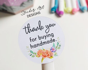 Thank You for buying HANDMADE Stickers, THANK YOU Stickers, Inserts, Business Packaging Sticker, Business Sticker, Happy Mail Stickers