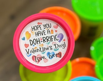 8 Classroom Play-doh Valentine's Day Stickers, Fun Classroom Gift, Name Kids Stickers, Doh-rrific Stickers, Play-doh Labels, Fun Gifts Kids