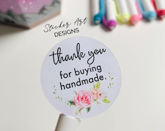 Business Sticker, Happy Mail Stickers, Thank You for buying HANDMADE Stickers, THANK YOU Stickers, Order Inserts, Business Packaging Sticker