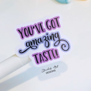 You've Got AMAZING TASTE Stickers, Happy Mail Labels, Eyelash Packaging Stickers, Thank you Stickers Business, Purple Custom Labels image 1