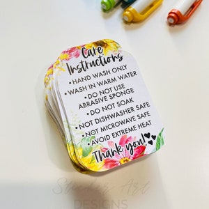 Floral Care Cards, Jewelry Care cards, Tumbler Care Cards, Washing Instructions Cards, Care Instructions, Business Thank You Cards