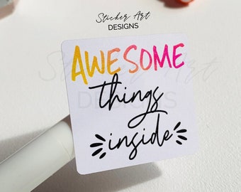 30 Happy Mail Stickers, Awesome Things Inside Stickers, Business Packaging Labels, Thank You Stickers, Jewelry Stickers, Candle Stickers
