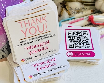 Custom QR Code Business Cards, Pink Thank You Cards
