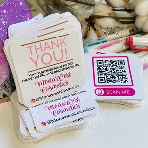 Custom QR Code Business Cards, Pink Marketing Card, Thank You Craft Show Supply, Business Card, Thank You Cards, Color Street Business Cards