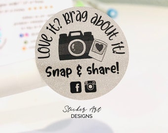 42 Social Media Stickers, Love it? Snap & Share Stickers, Instagram Sticker, Happy Mail Sticker, Business Labels, Facebook Share Label