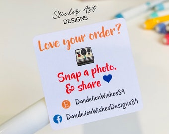 Leave a Review Stickers, Social Media Stickers, Snap & Share Stickers, Thank You Stickers, Love You Order Stickers, Small Business Stickers