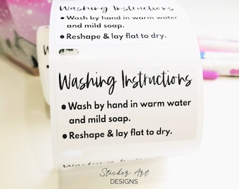 Bow Washing Instructions Stickers, Custom Bow Stickers, Packaging Stickers, Custom Small Business Stickers, Bow Labels