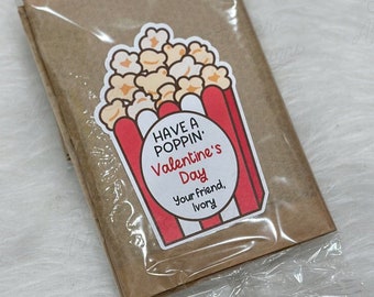 8 Popcorn Valentine's Day Sticker, Classroom Gift Ideas, Classroom Gift Stickers, Popcorn Stickers, Poppin By Stickers, Gift for Classmates