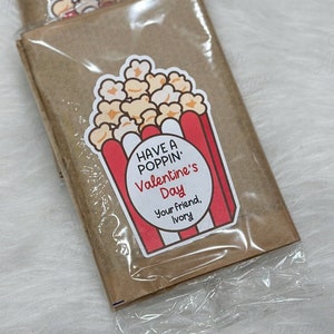 8 Popcorn Valentine's Day Sticker, Classroom Gift Ideas, Classroom Gift Stickers, Popcorn Stickers, Poppin By Stickers, Gift for Classmates