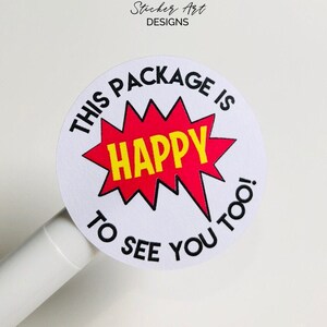 Happy Mail Stickers: Fun Comic Packaging Labels (30, 1.5&quot;)