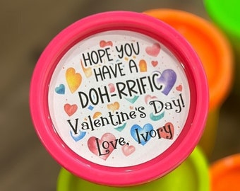 16 Play-doh Valentine's Day Stickers, Fun Classroom Gift, Name Kids Stickers, Doh-rrific Stickers, Play-doh Labels, Fun Valentine's Day Gift