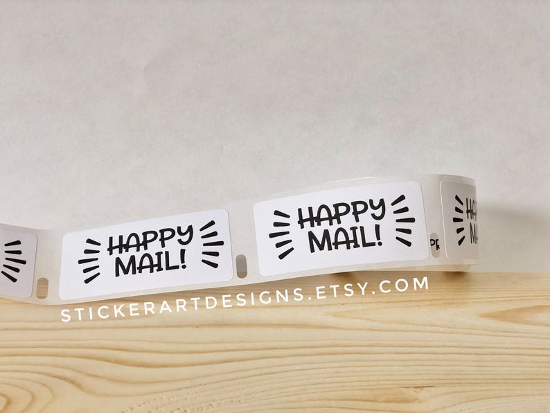 100/200/300 1 Happy Mail Sticker, Custom Labels, Address Labels, Business Label, Custom Logo Labels, Personalized Labels, Thank You Sticker image 5