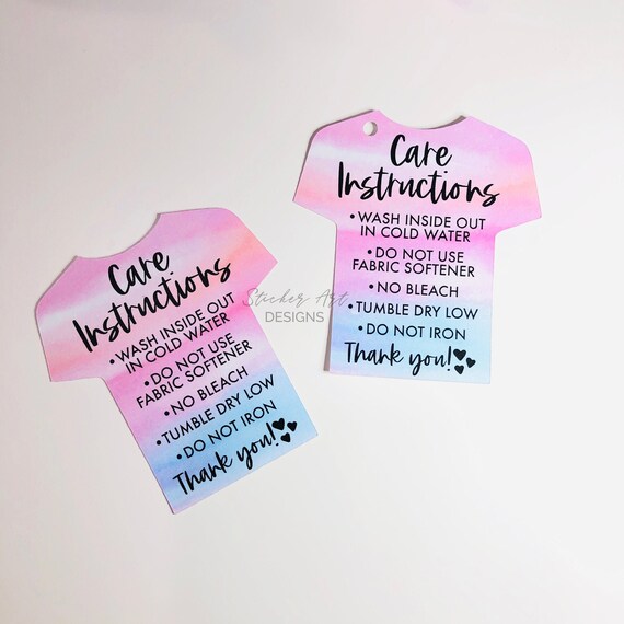 T-shirt Care Cards Washing Instructions Cards Business Care - Etsy