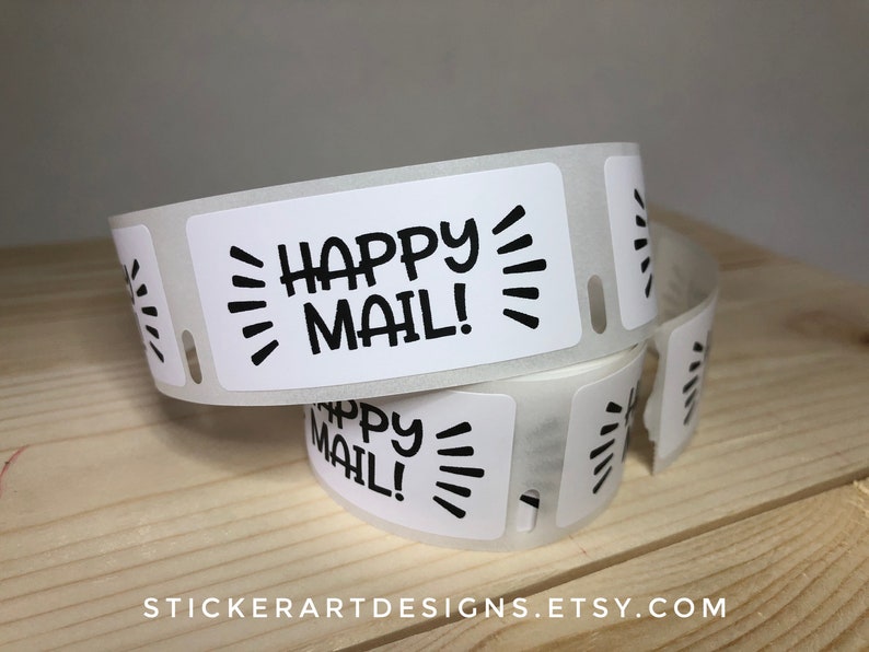 100/200/300 1 Happy Mail Sticker, Custom Labels, Address Labels, Business Label, Custom Logo Labels, Personalized Labels, Thank You Sticker image 4