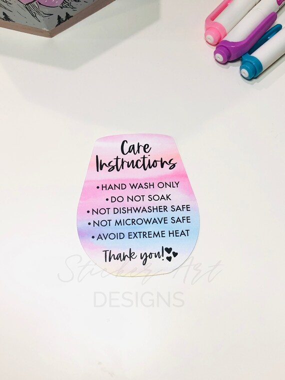 Wine Glass Care Cards Washing Instructions Cards Business | Etsy
