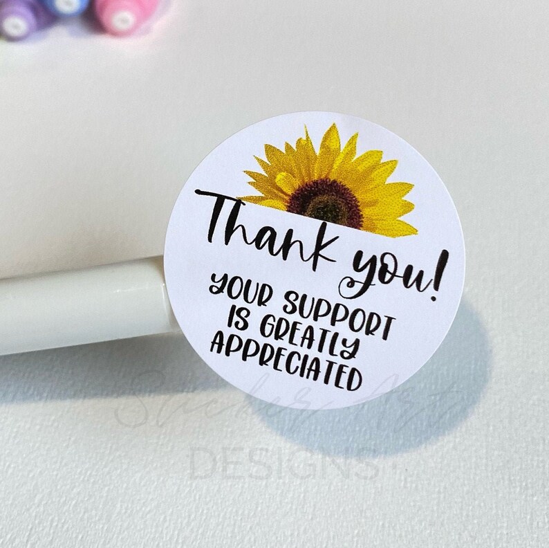 Sunflower Stickers Thank You For Your Support Thank You Etsy