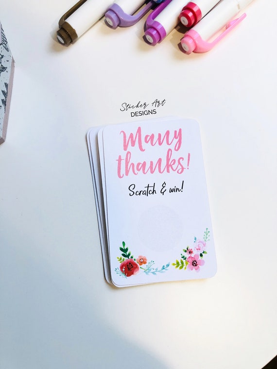 Thank You Cards Color Street Business Cards Scratch Off Etsy