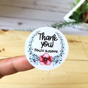 30 You&#39;re Awesome Stickers, Thank You Stickers, Thank you labels, Business Stickers, Packaging Thank You Stickers, Motivational Stickers