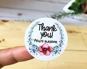 30 You're Awesome Stickers, Thank You Stickers, Thank you labels, Business Stickers, Packaging Thank You Stickers, Motivational Stickers