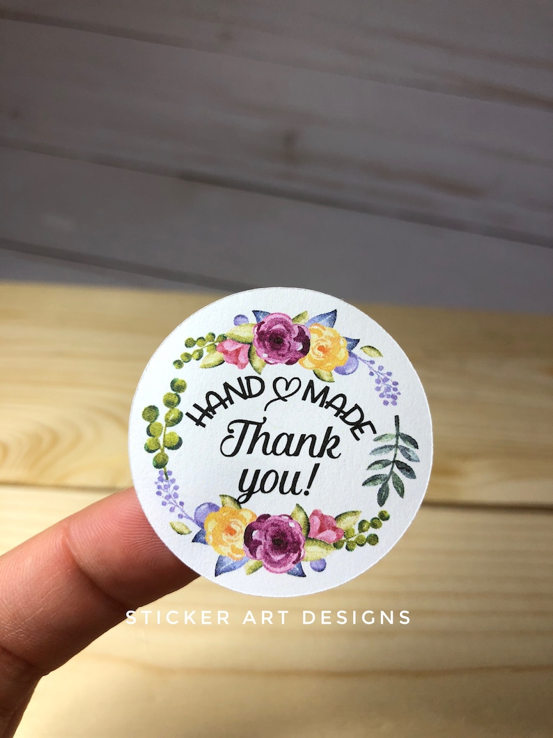 30 Handmade with Love Sticker Thank You Sticker HANDMADE Etsy