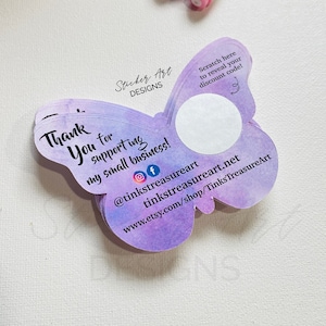 CUSTOM Purple Butterfly Business Scratch Cards, Thank You Scratch Off Card, Custom Thank You Cards, Small Business Cards, Custom Shaped Card image 8