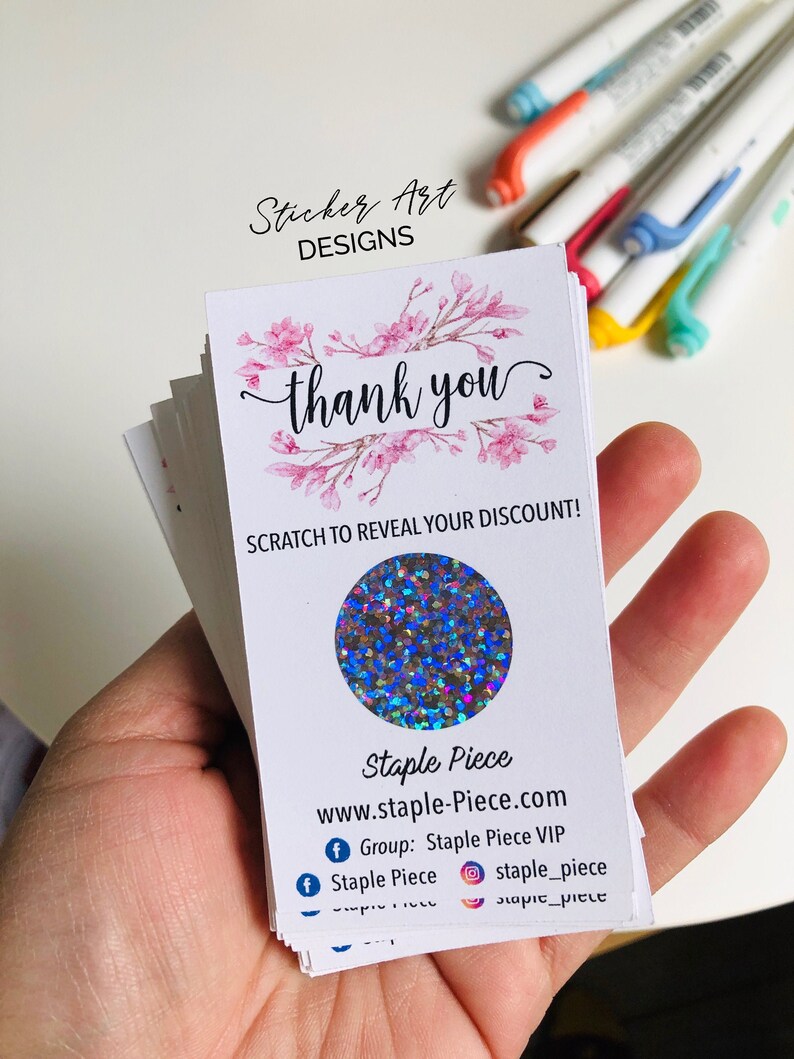 Small Business Cards Packaging Supplies Custom Business Cards Thank You Scratch Off Cards BUSINESS Order Inserts Scratch Off Win Cards