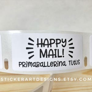 100/200/300 1 Happy Mail Sticker, Custom Labels, Address Labels, Business Label, Custom Logo Labels, Personalized Labels, Thank You Sticker image 2