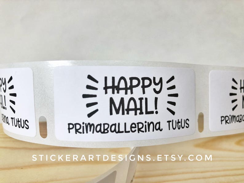 100/200/300 1 Happy Mail Sticker, Custom Labels, Address Labels, Business Label, Custom Logo Labels, Personalized Labels, Thank You Sticker image 2