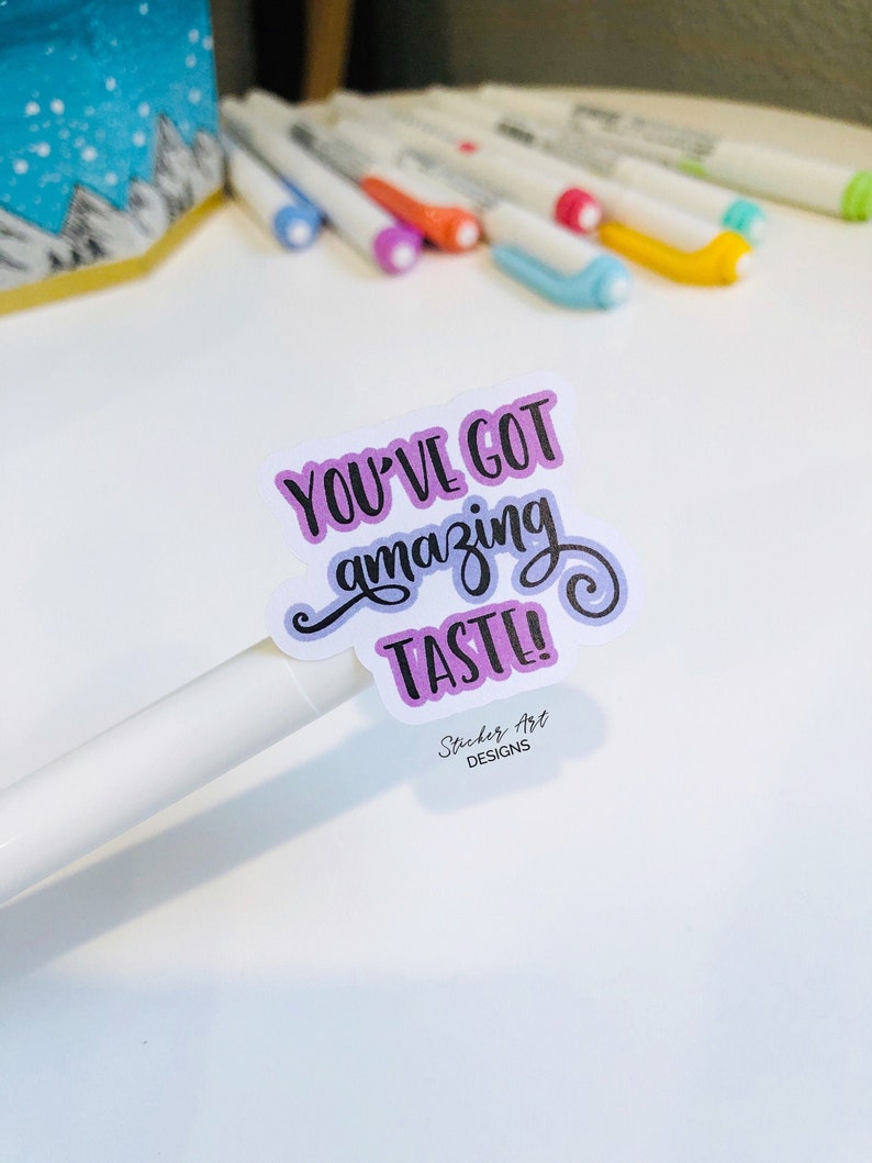 You've Got AMAZING TASTE Stickers, Happy Mail Labels, Eyelash Packaging Stickers, Thank you Stickers Business, Purple Custom Labels image 1