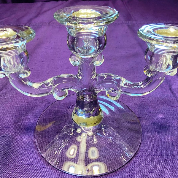 Cambridge Glass Triple Candle Holder