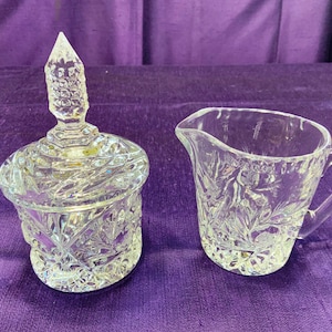 Pretty Cut Crystal Sugar and Creamer