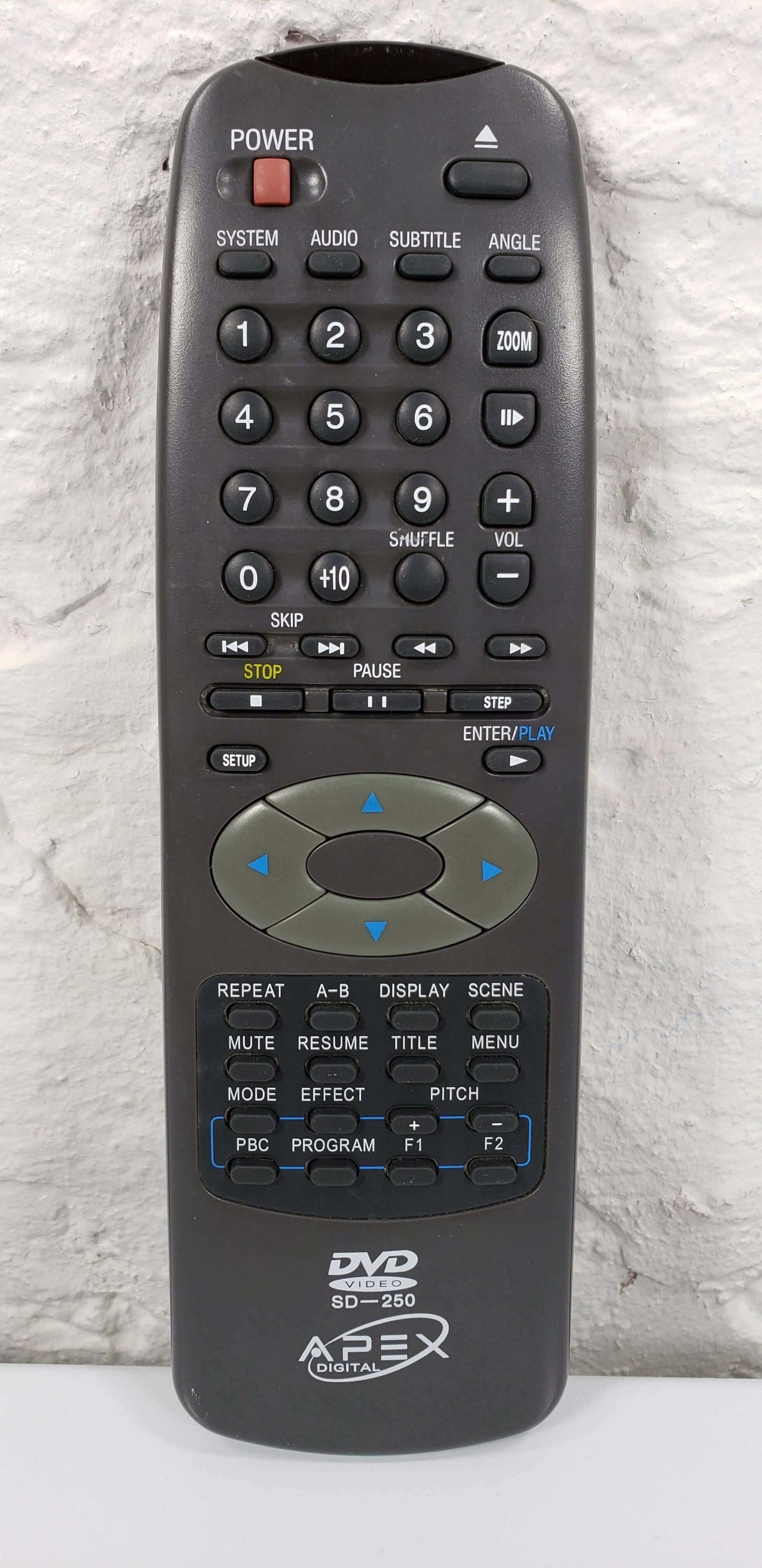 Apex SD-250 DVD Remote Control for AD500WM, K6II/350, PCSY325 - Etsy