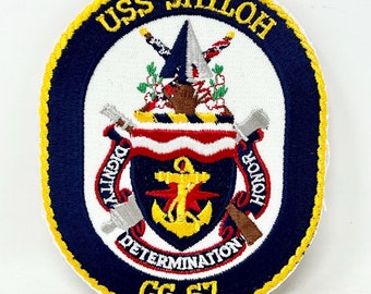 USS Shiloh CG 67 US Navy Ticonderoga Class Missile Cruiser Patch - Vtg 90s