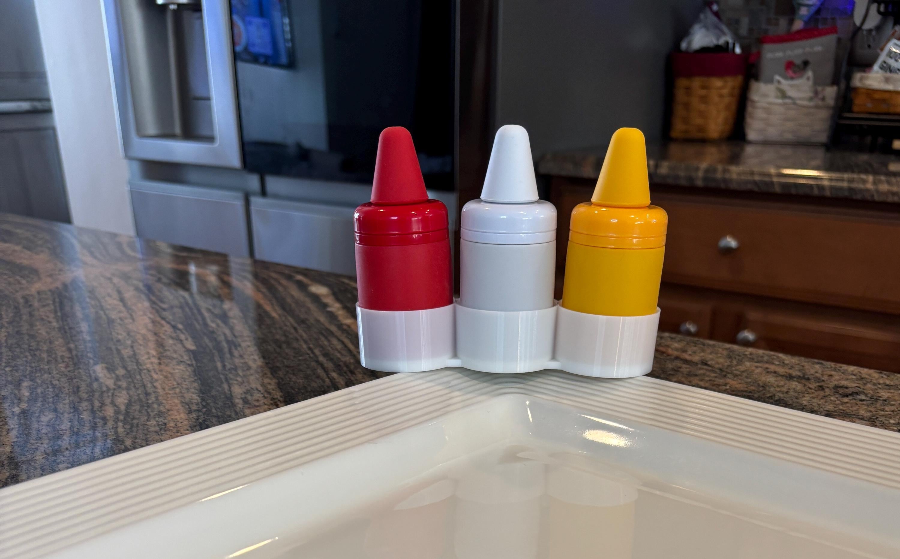 Nora Fleming Minis Compatible Condiment Holder with Squeeze Bottles - Perfect for Parties & Entertaining!