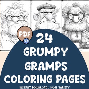 Grumpy Grandpa Coloring Pages | 24 Pages | Cold, Funny | Digital Download | Printable PDF | V.1