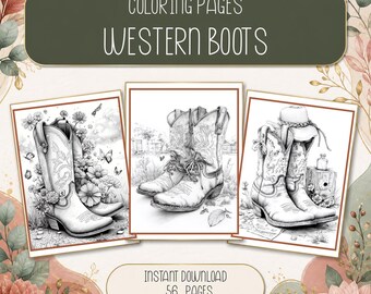 Western Boot Coloring Pages, 56 Printable Cowboy and Rodeo Designs
