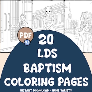 LDS Baptism Coloring Pages for Primary, Mormon Printable Activity Pack, 20 Page Digital Download