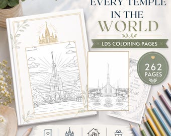 LDS Temple Coloring Pages Deluxe Bundle, 262 Printable Church Designs