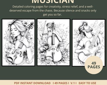 Music Coloring Pages: Musician 49 Pages