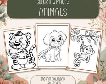 Animal Coloring Pages, 40 Printable Woodland, Farm and Safari Designs