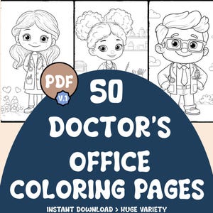 Dibujos para colorear de consultorio médico / 50 páginas / Medicina, Niños / Descarga digital / PDF imprimible / V.1