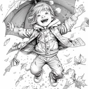 45+ Rainy Day Coloring Sheets | Kids Playing in the Rain | Stress Relief for Adults and Kids | Rainy Day Activities | Digital Download
