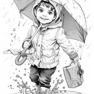 Rainy Day Coloring Pages: Printable Sheets | 45+ Kids' Rainy Scene Designs (Digital Download)